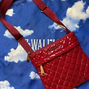MZ Wallace Glossy Red Quilted Crossbody Bag